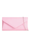 Pink Faux Leather Envelope Clutch Bag