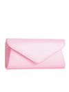 Pink Faux Leather Envelope Clutch Bag
