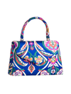 Royal Blue Satin Jacquard Print Handbag