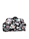 Black Velour Floral Sequin Embroidered Clutch Bag