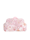Pink Velour Floral Sequin Embroidered Clutch Bag