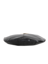 Black Faux Leather Crescent Hobo Bag with Metallic Top Handle