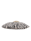Zebra Print Faux Leather Crescent Hobo Bag with Metallic Top Handle