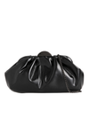 Metallic Black Ruched Faux Leather Clutch Bag