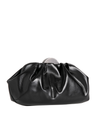 Metallic Black Ruched Faux Leather Clutch Bag