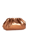 Metallic Bronze Ruched Faux Leather Clutch Bag