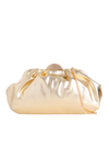 Metallic Gold Ruched Faux Leather Clutch Bag