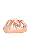 Metallic Rose Gold Ruched Faux Leather Clutch Bag