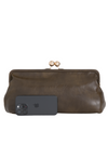 Cherry Red Oversized Faux Leather Kiss Lock Clutch Bag