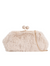 Beige Fluffy Faux Fur Kiss Lock Clutch Bag