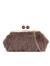 Coffee Brown Fluffy Faux Fur Kiss Lock Clutch Bag