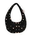 Black Suedette Studded Half Moon Bag