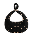 Black Suedette Studded Half Moon Bag