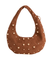 Brown Suedette Studded Half Moon Bag
