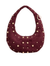 Cherry Red Suedette Studded Half Moon Bag Burgundy Handbag