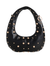 Black Gold Studded Faux Leather Crescent Shoulder Bag