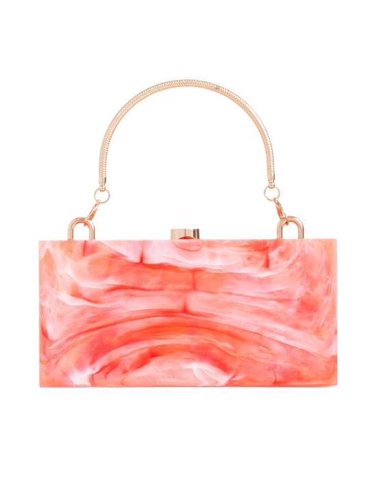 Orange Coral Marble Look Acrylic Clutch Bag