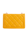 Yellow Quilted Faux Leather Mini Shoulder Bag