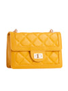 Yellow Quilted Faux Leather Mini Shoulder Bag