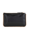 Black Beaded Detail Faux Leather Clutch Bag