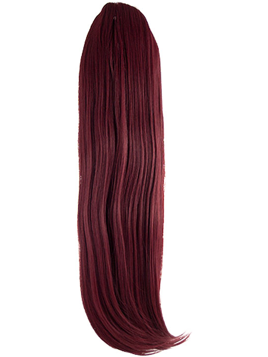 straight ponytail in burgundy