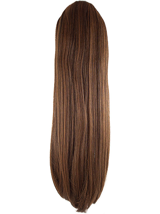 straight ponytail in warm brunette