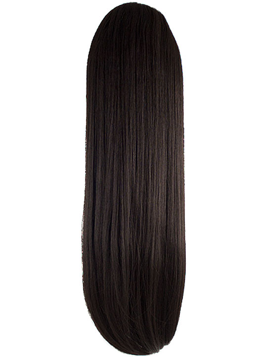 straight ponytail in dark brown