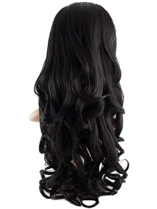 Long Curly Half-Head Wig In Natural Black