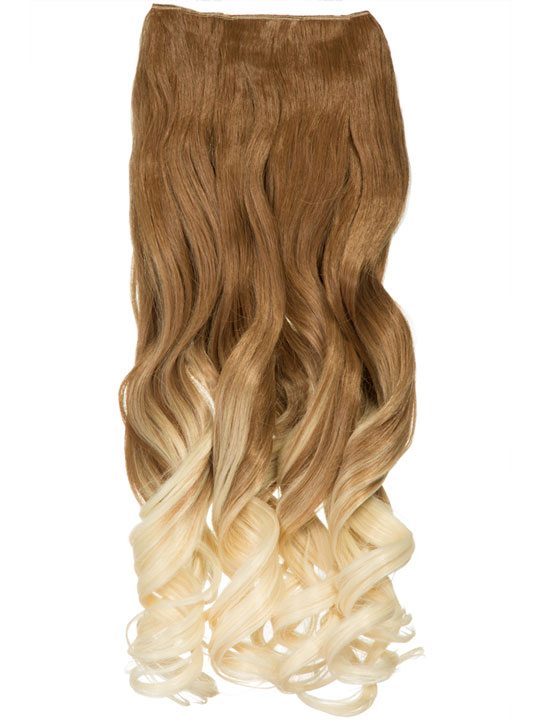 Dip Dye Curly One Piece Hair Extensions in Ginger to Pure Blonde - KOKO  COUTURE