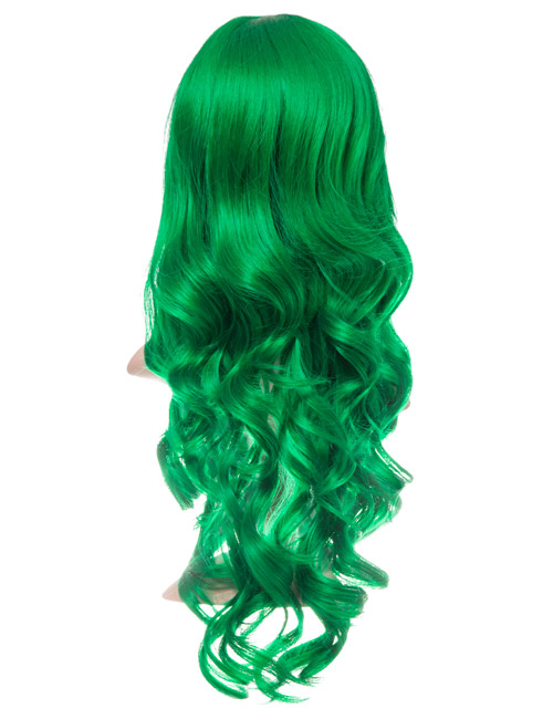 Apple Green Long Curly Party Wig
