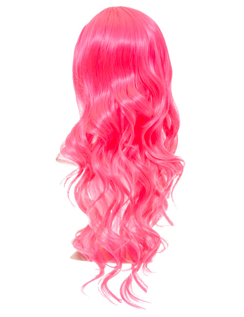 Carnation Pink Long Curly Party Wig