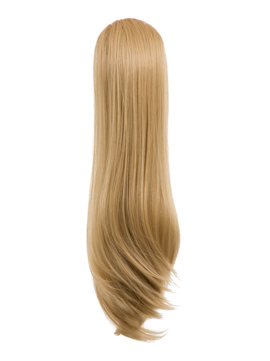 straight ponytail in caramel blonde