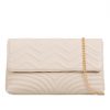 Front of Soft Faux Leather Clutch Bag Beige