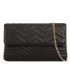 Front of Soft Faux Leather Clutch Bag Black