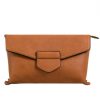 front of envelope clutch tan