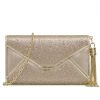Front of satin clutch bag champagne