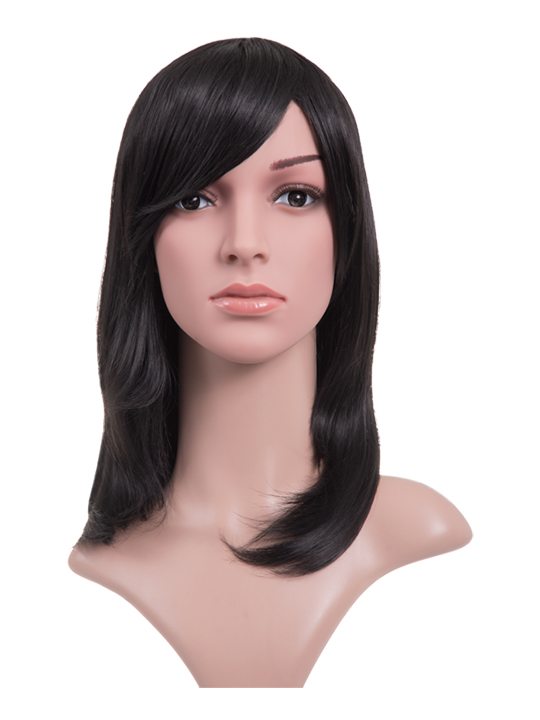 Black Straight Full Head Wig with Bangs
