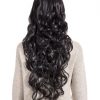 Curly Full Head Wig Natural Black from behind