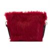 Another front view of Red Faux Fur Shoulder Bag