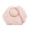 Pink faux fur handbag front view