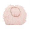 Pink faux fur handbag side view
