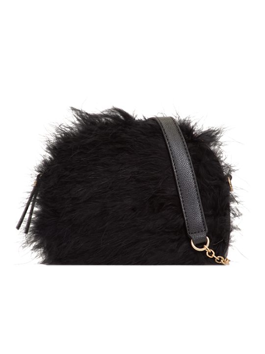Buffy Feather Shoulder Bag in Black - KOKO COUTURE