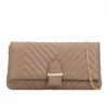 Khaki Quilted Clutch Bag front view