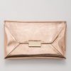 Champagne PU leather shoulder bag detail view
