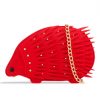 Red Hedgehog Studded Faux Leather Crossbody Bag