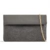 the front of Grey Folded Laser Cut Clutch Bag