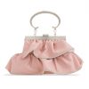 Pink Faux Leather Ruffle Clutch Bag