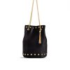 Black Studded Velvet Bucket Bag