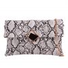 White Faux Snakeskin Foldover Clutch front