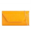 Yellow Faux Leather Foldover Clutch